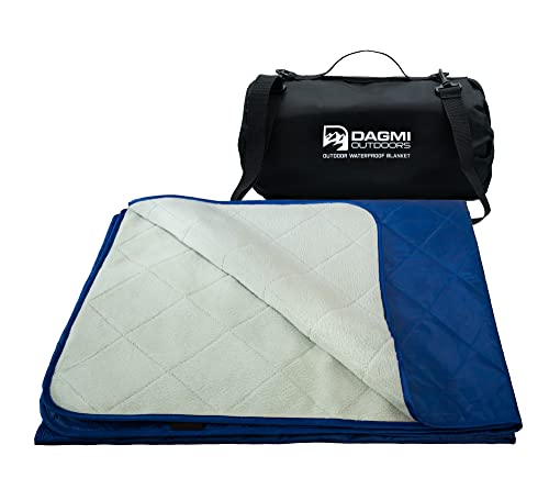 Waterproof Outdoor Blanket Large Fleece Camping & Stadium Blankets for Cold Weather. Perfect for Outdoors, Car, Dogs, Boat, Picnic. Windproof, Extra Warm, Machine Washable. - color: Blue