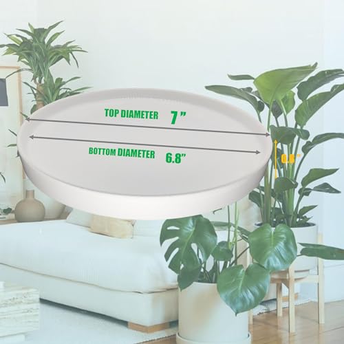 2 Pack Ceramic Plant Saucer Pot Tray 7 Inch, Planter Saucers 4 5 6 7 8 9 10 11 12 13 Inch for Indoors Outdoor, Durable Sturdy Flower Drainage drip Water Tray for Glazed Pots Base (7 Inch-White) - color: White, size: 7in 2pack