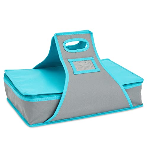 Juvale Insulated Casserole Carrier - 16 x 10 x 4 in, Teal & Gray - Insulated Food Container & Lunch Bag with Reinforced Handle - size: 16x10x4