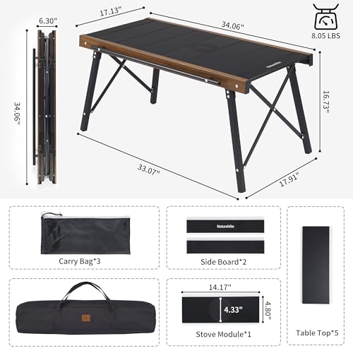 Naturehike Folding IGT Camping Table, Portable IGT Cook System, Ultralight Aluminum Camp Table for Outdoor Picnic Car RV Trip Patio Backyard BBQ - style: Standard