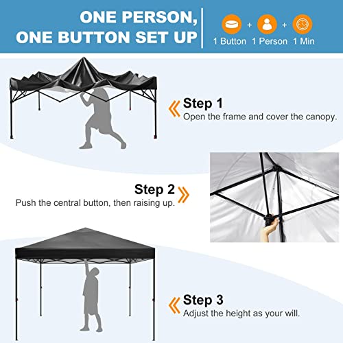 HOTEEL 10x12ft Pop Up Canopy, Waterproof Outdoor Party Easy Up Tent with Carry Bag, No Tools Needed, Event Tent for Parties, Backyard, Wedding, Commercial,Gray - color: Gray, size: 10x12FT (No Walls)