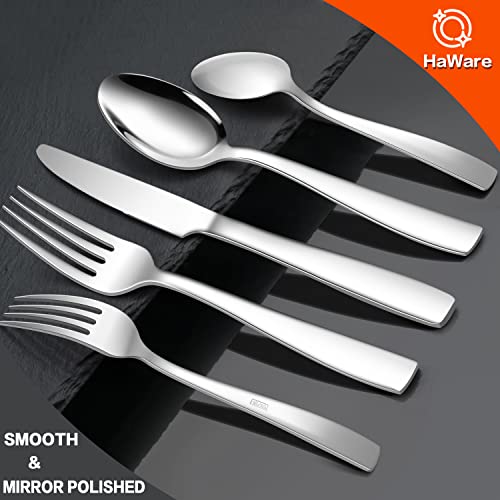 HaWare 18/10 Stainless Steel Flatware, 20-Piece Silverware Set Service for 4, Fancy Tableware Cutlery Set for Home Restaurant, Include Knife Fork Spoon, Mirror Finish Eating Utensils, Dishwasher Safe - style: Classic Handle