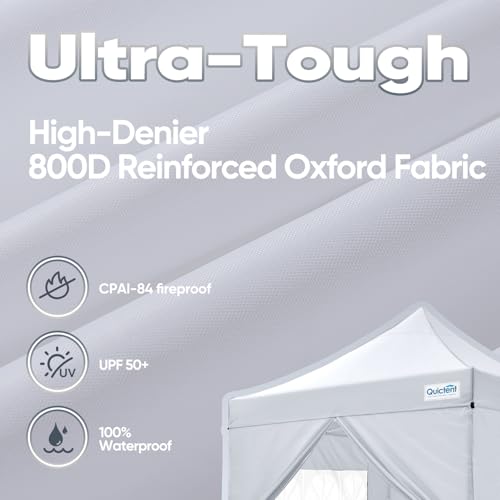 Quictent 10x10 Heavy Duty Pop Up Canopy Tent with Sidewalls, Hexagonal Legs- Commercial Instant Shelter with 3-Year Frame Warranty, 800D Waterproof Oxford Fabric for Weddings, Events, Outdoor Markets - color: White, size: 10x10ft