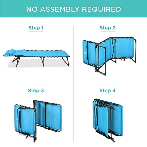 Best Choice Products Patio Chaise Lounge Chair, Portable Outdoor Folding Recliner for Lawn, w/ 8 Positions, Handles, 300lb Capacity - Light Blue - color: Light Blue