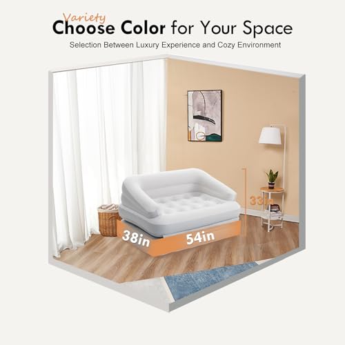 DIMAR GARDEN Inflatable Couch Flocked Blow Up Couch Mattress,Outdoor Air Sofa Bed for Camping,Full Size - size: Flocked Full