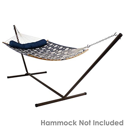 Sunnydaze Double Hammock Stand for Outside - 400-Pound Capacity Indoor/Outdoor Hammock Frame - Bronze Powder-Coated Finish - 15-Foot - color: Bronze, size: 15 ft