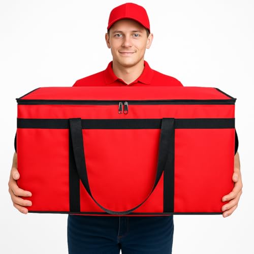 Bodaon Insulated Food Delivery Bag for Pizza Delivery, Grocery Cooler Bag, Food Warmers for Parties, Catering Supplies for Rideshare, Thermal Bags for Cold and Hot Food Carrier (Red, XXX-Large, 1-Pack - color: Red, size: XXX-Large