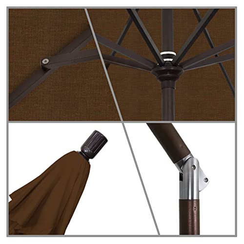 California Umbrella 9' Round Aluminum Market Umbrella, Crank Lift, Collar Tilt, Bronze Pole, Teak Olefin - color: Teak