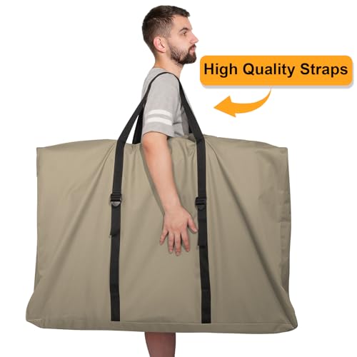 Large Outside Folding Chair Storage Bag with Zipper and Handles, 600D Folding Chair Carry Bag for Zero Gravity Chair Cover, Portable Folding Lounge Chair Carrying Bags, 43" L x 11" W x 29" H (Brown) - color: Brown - 1 Pack