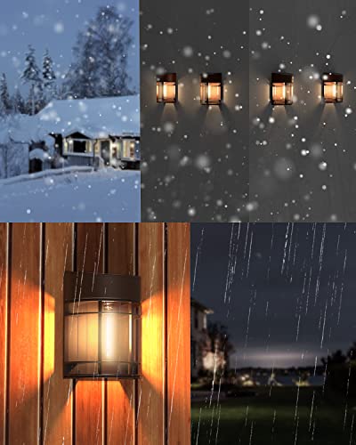 Solar Lights Outdoor, 12 Pack Solar Fence Lights, Waterproof Led Outdoor Solar Lights for Yard Patio Step Deck Stairs Garden Decor, Brown - color: Brown, size: 12 Pack