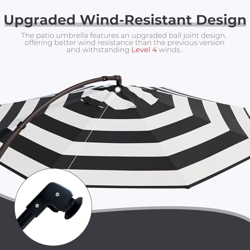 Grand patio 12FT Outdoor Round Offset Umbrella Large Patio Aluminum Cantilever Umbrella with Base for Garden Deck Poolside (Black & White, 12 FT) - color: Black & White, size: 12 FT