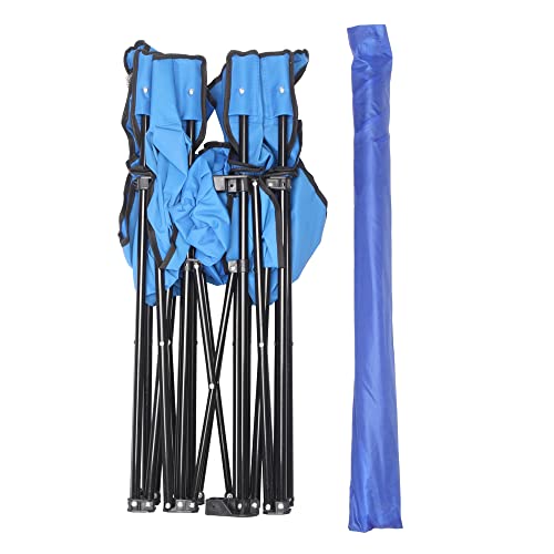 Double Folding Camping Chair W/Umbrella Fold Up Table Beverage Holder Carrying Bag Cooler for Patio Pool Park Outdoor Beach, Picnic, Portable (Blue) - color: Blue
