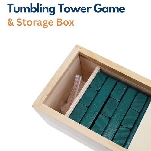 WE Games Wooden Block Stacking Party Game for Adults, Tumble Tower Wedding Guest Book Alternative, Tabletop Games, Includes Storage Case, 12 inches - color: Green