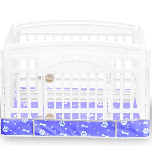 Dog Playpen Bottom Pad Fits for 36 Inch 4 Panels Exercise Pet Playpen, Dog Crate Pad Puppy Playpen Pad, Hoop and Loop Design (Note: Playpen Not Included). -Blue - color: Blue