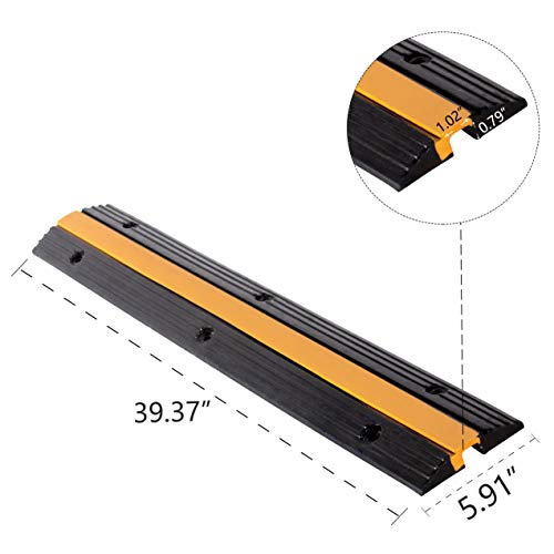 5 Pack Rubber Cable Ramp Hose Cable Protector Ramp 1 Channel 11000Lbs Load Capacity Traffic Speed Bump Wires Power Lines Extension Cord Cover for Indoor Outdoor - color: 11000Lbs-1Channel-5Pack
