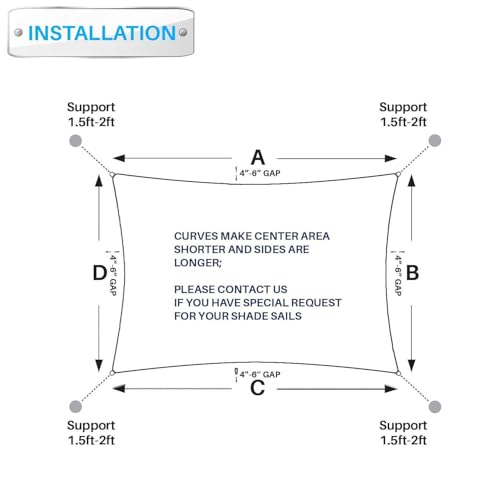 Patio Paradise 8' x 8' Sun Shade Sail Rectangle Canopy Patio Cover Sunlight Block Awning Heavy Duty Commercial Grade for Backyard Lawn Garden Outdoor Activities, Beige