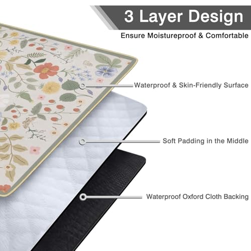 Picnic Blankets Waterproof Foldable - Outdoor Beach Blanket Sandproof, 3-Layer Lightweight Picnic Camping Rugs for Outside - color: Flower2, size: 5' x 6'8" (Rectangular)