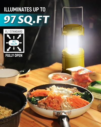 Lichamp 4 Pack LED Camping Lanterns, Battery Powered Camping Lights LED Collapsible Flashlight Portable Emergency Supplies Kit, A4YL - color: Yellow