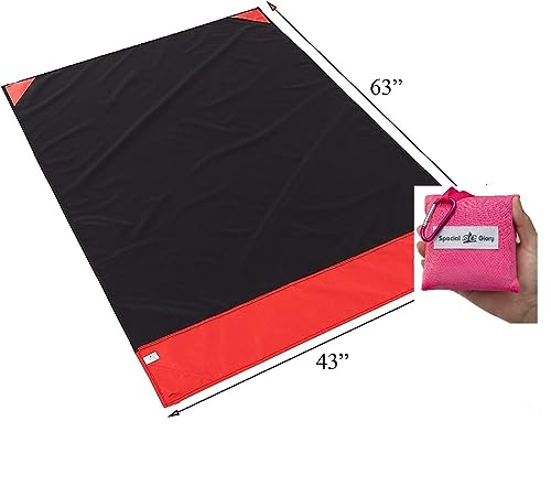Meafteryou Outdoor Pocket Blanket,Sand-Free Fast Dry Waterproof for Beach,Travel,Hiking,Camping with 4 Built-in Ground Stakes (Pink,43x63 Inch) - color: Pink, size: 43 X 63 in