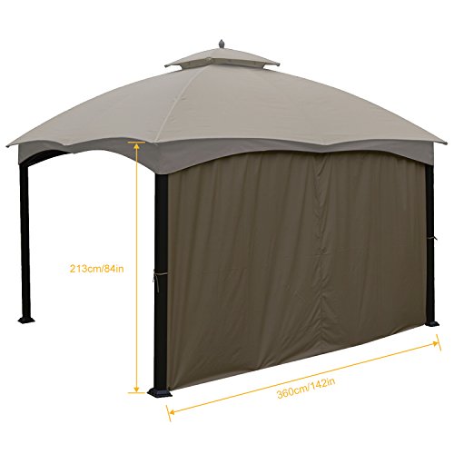 ABCCANOPY Gazebo Replacement Curtain 10'x12' - Universal Privacy Side Wall for Outdoor Gazebo, 1 Panel Only (Brown) - color: Brown, size: 10x12