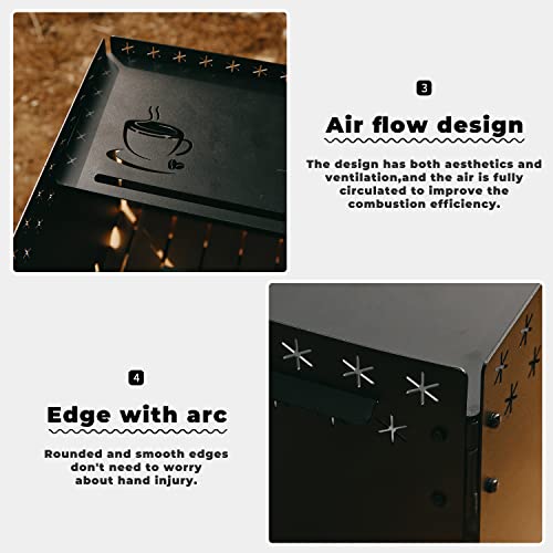 HIKEAMN Camping Stove Windscreen - Outdoor Folding Gas Stove Windshield,Camping Wind Blocker with a Storage Bag for Camping,Hiking,Picnic,Cooking (black) - color: black