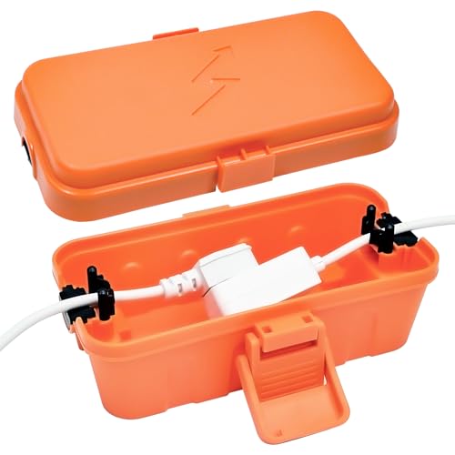 Hrensaw Small Weatherproof Electrical Connection Box(6 x 3.5 x 2.2inch),Outdoor Electrical Box,Waterproof Extension Cord Covers for Plug, Extension Cables, Holiday Lights,Orange - color: Orange, size: Small