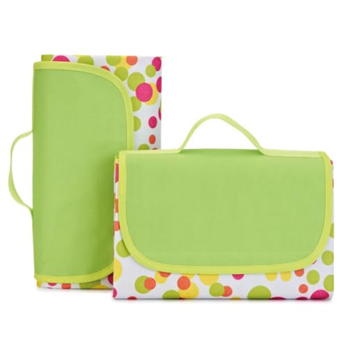 Hi Space Outdoor Picnic Blankets Waterproof Foldable Picnic Mat Sandproof Extra Large Beach Blankets for Grass Lawn Park Camping Family Concert, 80"x60", Green Polka Dot - color: Green-colorful Polka Dot