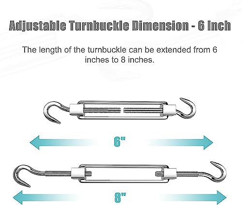 Shade Sail Hardware Kit Include Winches & Wire Rope, Anti-Rust Stainless Steel Sun Shade Hardware Kit for Rectangle Square Triangle Shade Sail Installation(71 PCS) - size: 6#-75PCS, style: Classic