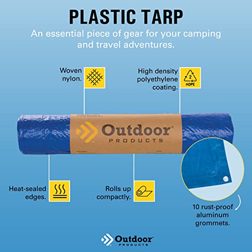 Outdoor Products All-Purpose Plastic Tarp | Waterproof Cover Cover for Home, Outdoor, and Emergency | Multiple Sizes - size: 8 ft x 10 ft