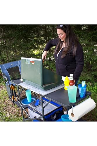 GCI OUTDOOR Slim-Fold Cook Station | Portable Folding Kitchen Table with a Heat Resistant Tabletop, 4 Side Tables & Storage Rack, Perfect for Picnics & Camping Trips - style: Slim Fold Cook Station