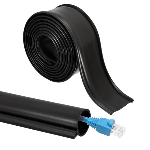 MECCANIXITY 10ft Cable Management Sleeve, 1 Inch ID Flexible Cord Wires Hider Cover Insulation Snap-fit Protector for Substation, High-Voltage Electrical Networks, Black - size: 1 Inch