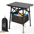 Folding Camping Table - Small Outdoor Table with Storage Bag - Adjustable Height 14.2'' & 18.9'', Portable Lightweight Aluminum Foldable Side Table for Picnic, BBQ, Beach & Tailgating (Small) - size: Small