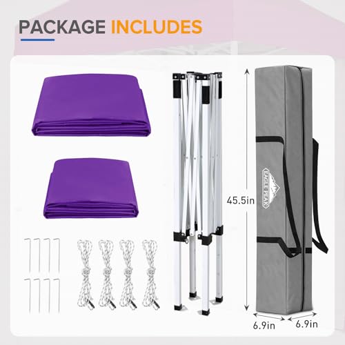 EAGLE PEAK Pop up Canopy 5x5, Outdoor Portable Canopy Tent with One Removable Sunwall, Carry Bag Included, Purple - color: Purple