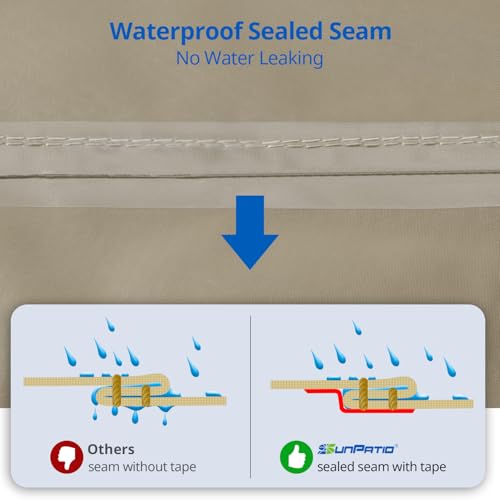 SunPatio Outdoor Sofa Cover Waterproof, Heavy Duty Couch Cover 93.5 Inch with Seam Taped, All Weather Protection 3-Seater Patio Bench Protector for Outdoor Furniture, 93.5" W x 45" D x 39" H, Taupe - size: 93.5" W x 45" D x 39" H