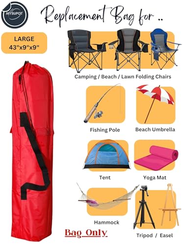 Replacement Bag for Folding Camping Chair, Portable Camp Chair, Hammock, Yoga Mat, Umbrella, Tents, Tripods, Fishing Poles - 420D Oxford Polyester Fabric - color: Red, size: Large 43"x9"x9"