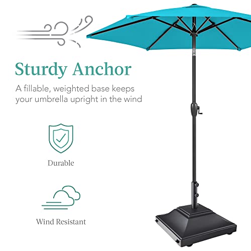 Best Choice Products Fillable Mobile Umbrella Base, Heavy Duty Base, Square Tiered Market Stand for Patio, Deck, Outdoor w/ 4 Wheels, 2 Locks, 2 Knobs, 120lb Capacity - Black - color: Black
