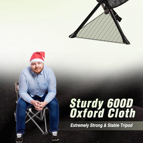 REDCAMP Folding Camping Chair for Spectator Portable, Lightweight 3 Legged Tripod Camping Stools for Adults Fishing Backpacking Hunting, 17 Inch Tall, Black - color: Black, style: Basic