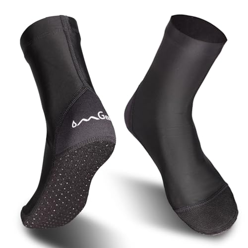 OMGear Water Socks Sand Proof Booties Quick Dry Swim Dive Socks for Sand Soccer Beach Volleyball - color: High Cut/Black, size: Large
