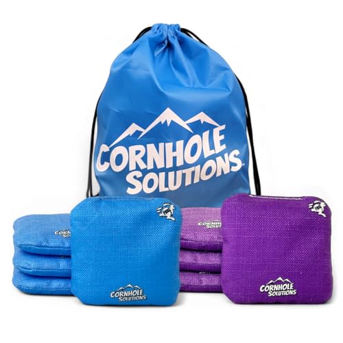 Cornhole Solutions Cornhole Bags Set of 8 – Regulation Pro Style 6x6 – Resin Filled + Tote Bag - color: Turquoise/Purple