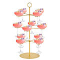 QPIX DIGITAL Champagne Tower,Metal Cocktail Tree Stand 3 Tier - 12 Holders For Champagne, Cocktails, Martini, Margarita Cups at Weddings,Bridal Parties & Events,Cocktail Glass Gold Holder - color: Gold, size: 24"x 13"-12 Holders