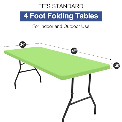 homing Rectangle Table Cloth Cover, Waterproof Polyester Elastic Fitted Tablecloth, Fits for 4 Foot Folding Tables, Washable Table Protector for Picnic, Camping, Outdoor (Lime Green, 24" x 48") - color: Lime Green, size: 48" x 24" (Rectangular)