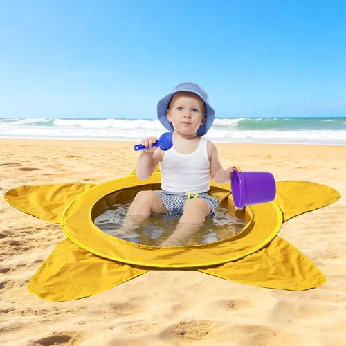 RunNico Pop Up Beach Pool, Portable Toddler Beach Pit with Water Bag and Storage Bag, Cute Shape Beach Pool Puddle for Outdoor Summer Beach Camping Traveling Vacation (Starfish) - color: Starfish