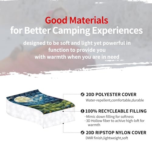 zzlamb Camping Blanket for Cold Weather,Outdoor Puffy Blanket Portable Down Alternative,Windproof Warm Cloak with Snaps,Cozy Quilt Backpacking Picnic RV Travel Plane Car Hammock Beach Climbing - color: Chirping of Summer Night, size: 52x75in