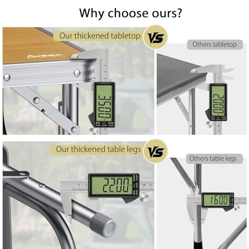 Anbte 34.2" x 15.7" Low Folding Picnic Table, 10.3" Height Thicker Aluminum Small Camping Table with Storage Bag, Portable Handle, Lightweight, for Camping Beach Party Picnic Floor, Yellow - color: Yellow, size: 34.2" x 15.7" x 10.3"