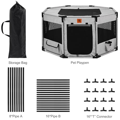 Enclosed Pet Playpen, Portable Cat & Puppy Playpen with Sturdy PVC Pipe Frame and Scratch-Resistant Fabric, Soft Kennel Crate Fence for Pet Indoor Outdoor Use (Small Size, 28x28x16.9 Inches) - size: Small