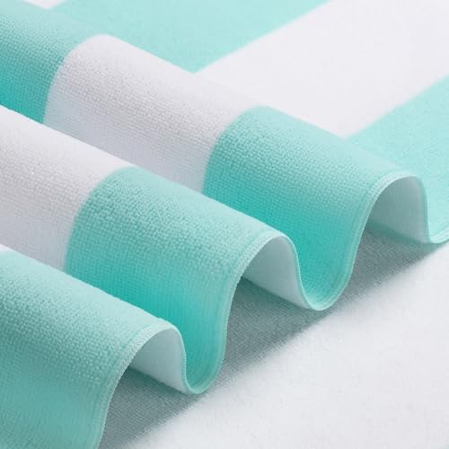 WILFA Extra Large Beach Towel - Oversized Mircofiber Towel 40'' x 70'', XL Striped Lightweight Pool Towel, Big Cabana Swim Travel Towel for Adults Mens Women,Aqua - color: Aqua