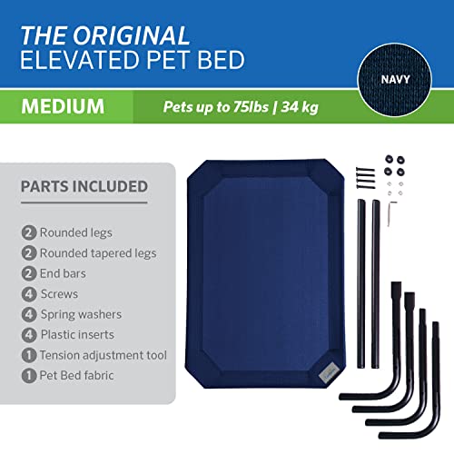 Coolaroo Original Elevated Dog Bed - Breathable Off-The-Ground Pet Bed with Cooling Fabric, Joint Relief & Moisture-Resistant Fabric, 100% Recyclable, Easy Clean, Navy Blue, Medium - color: Navy Blue, style: Medium Dog Bed