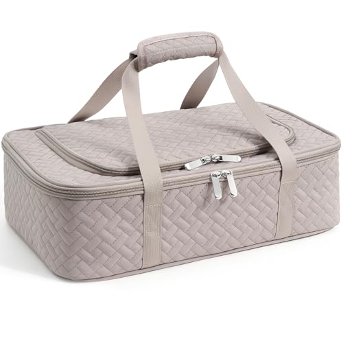 Insulated Casserole Carrier - Portable Casserole Carrier for Hot or Cold Food, Lasagna Holder for Parties,Picnic,Cookouts,Traveling - Fits 9" x 13" Baking Dish (Grey) - color: Grey