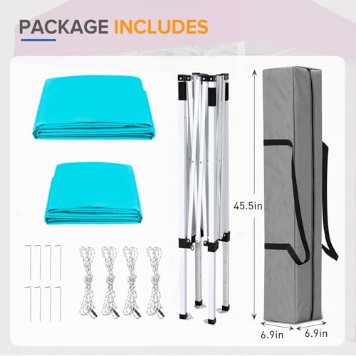 EAGLE PEAK Pop up Canopy 5x5, Outdoor Portable Canopy Tent with One Removable Sunwall, Carry Bag Included, Light Blue - color: Light Blue
