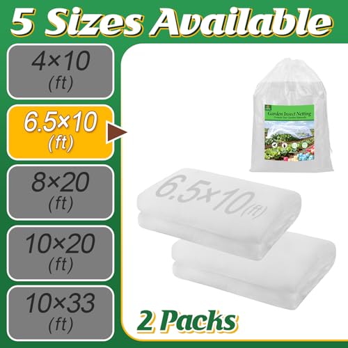 2 Pack 6.5x10ft Garden Netting - Ultra Fine Mesh Plant Covers to Keep Small Animals Pest Out, Bird Barrier Screen for Protecting Vegetables Fruits Flowers Raised Beds (Without Support Pole) - size: 6.5 x 10 ft (2 pack)